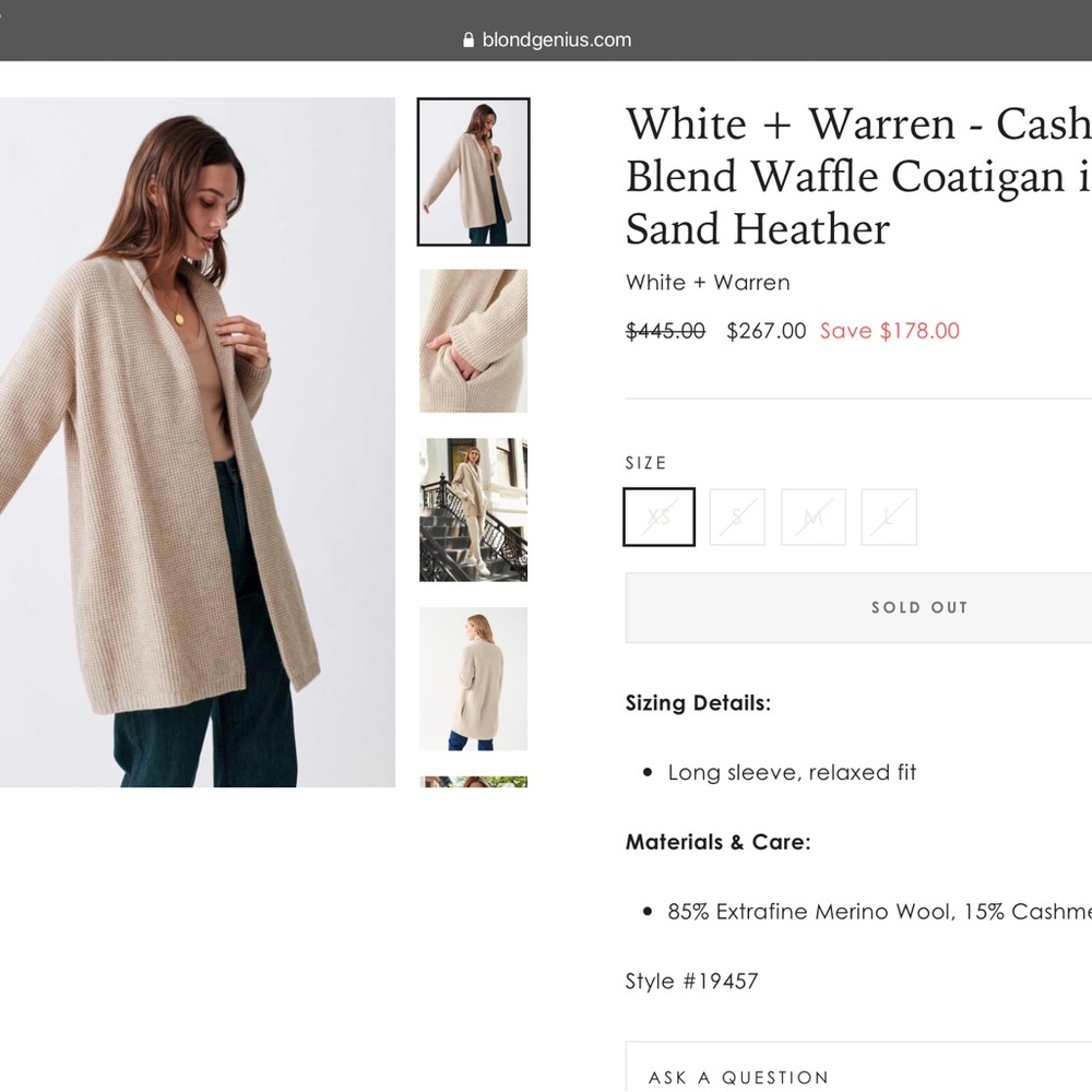 White & Warren coatigan